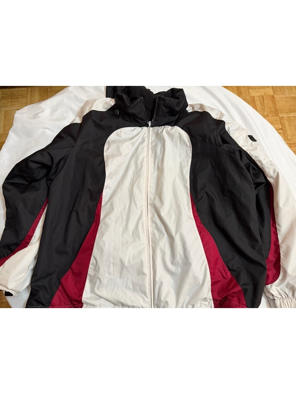 Vintage Athletic Works Women 3X Jacket Hidden Hood White Black Red